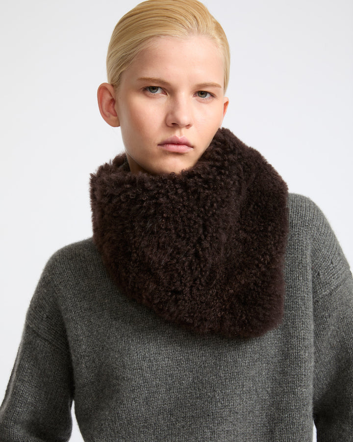 Bandana en peau lainée d'agneau cachemire- Yves Salomon - Nouvelle collection Automne Hiver