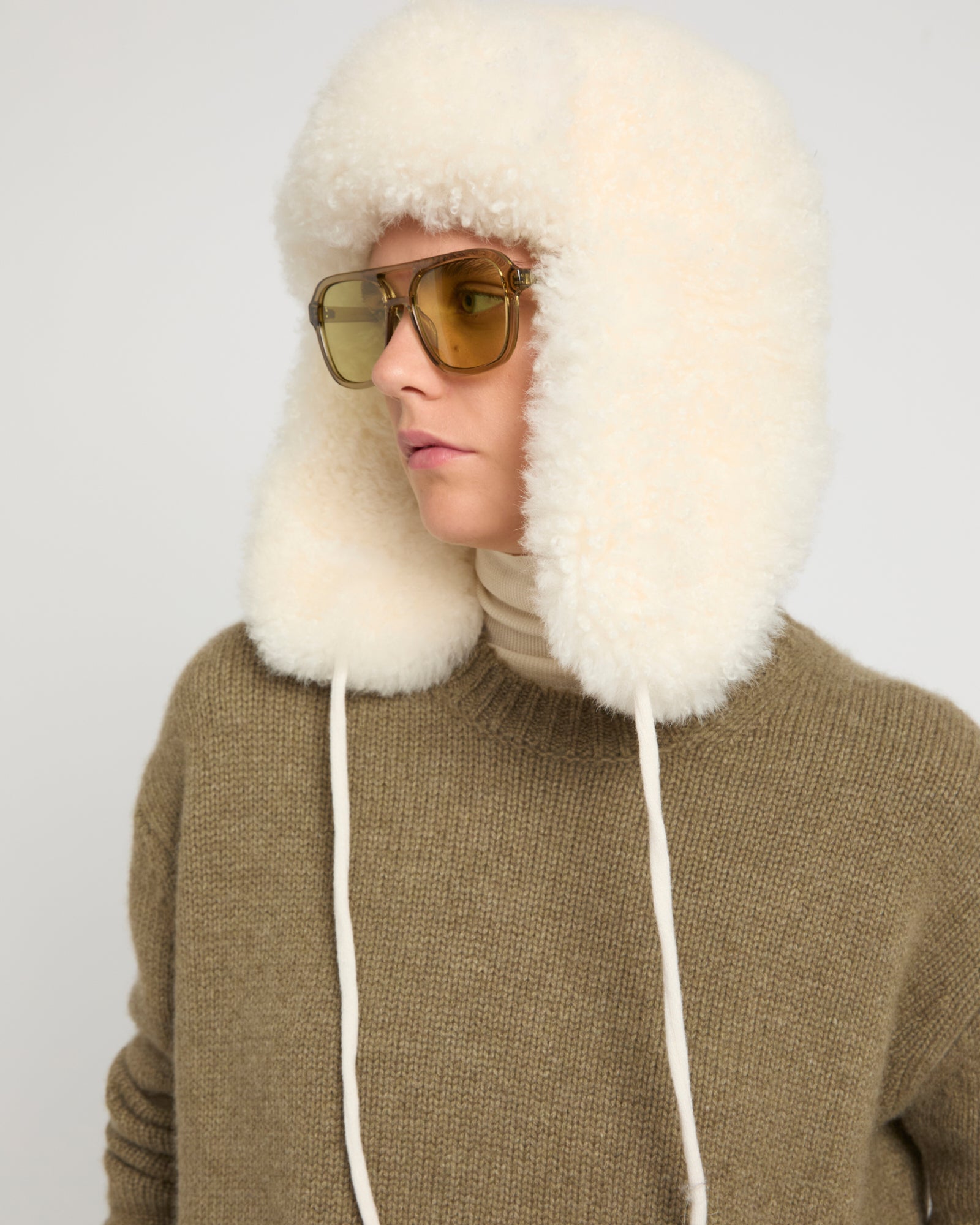 Cashmere lambskin shearling ushanka - Beige - Yves Salomon
