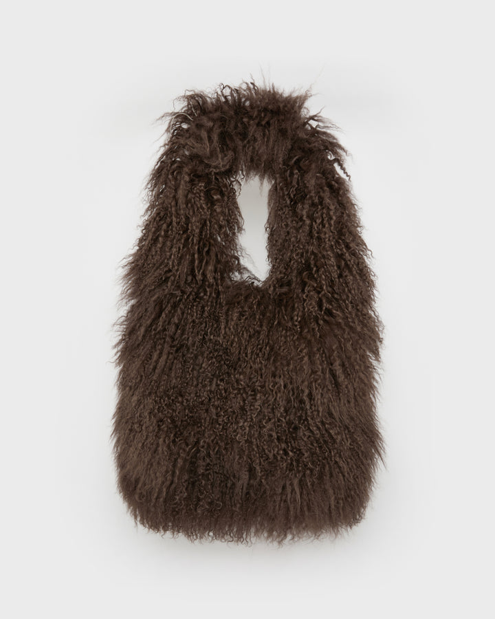 Long-Haired Lamb and Leather Bag