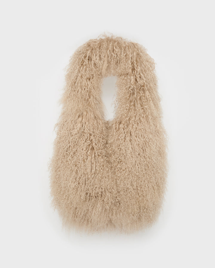 Long-Haired Lamb and Leather Bag
