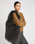 Long-Haired Lamb and Leather Bag