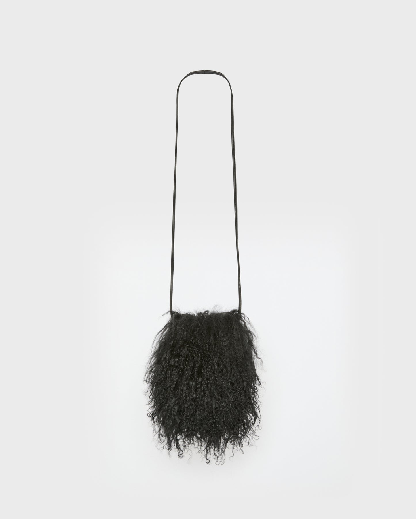 Small Bag in Leather and Mongolian lambwool