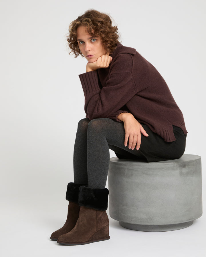 Wedge boots in Merino lambskin shearling