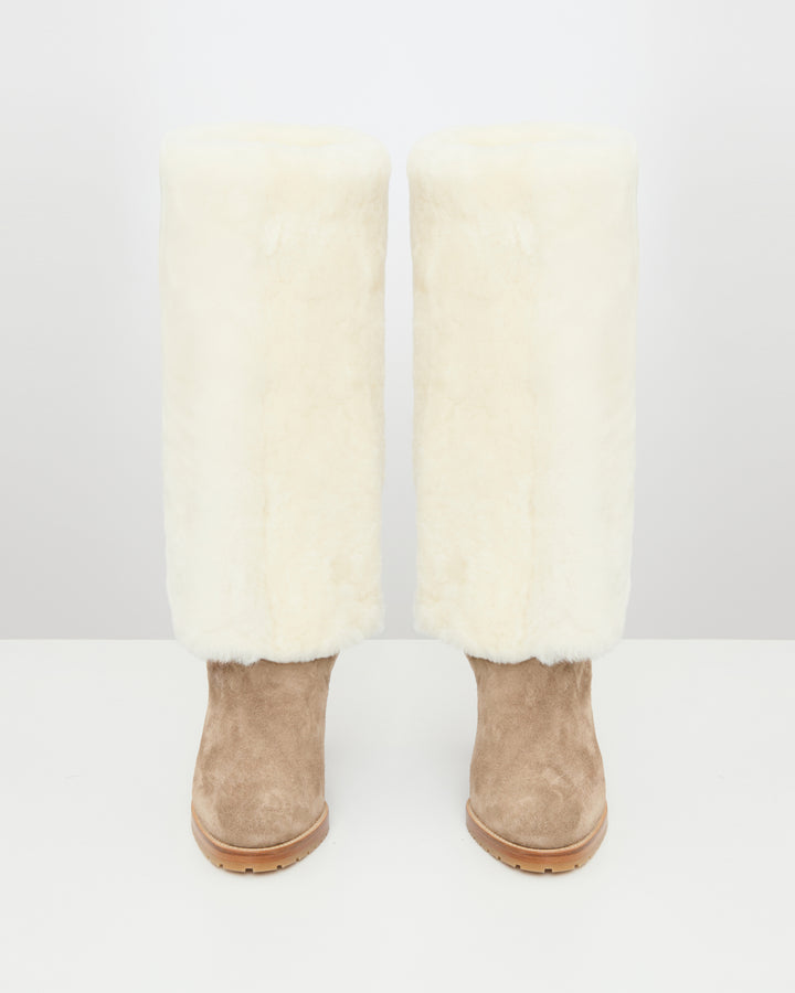 Merino lambskin heeled boots