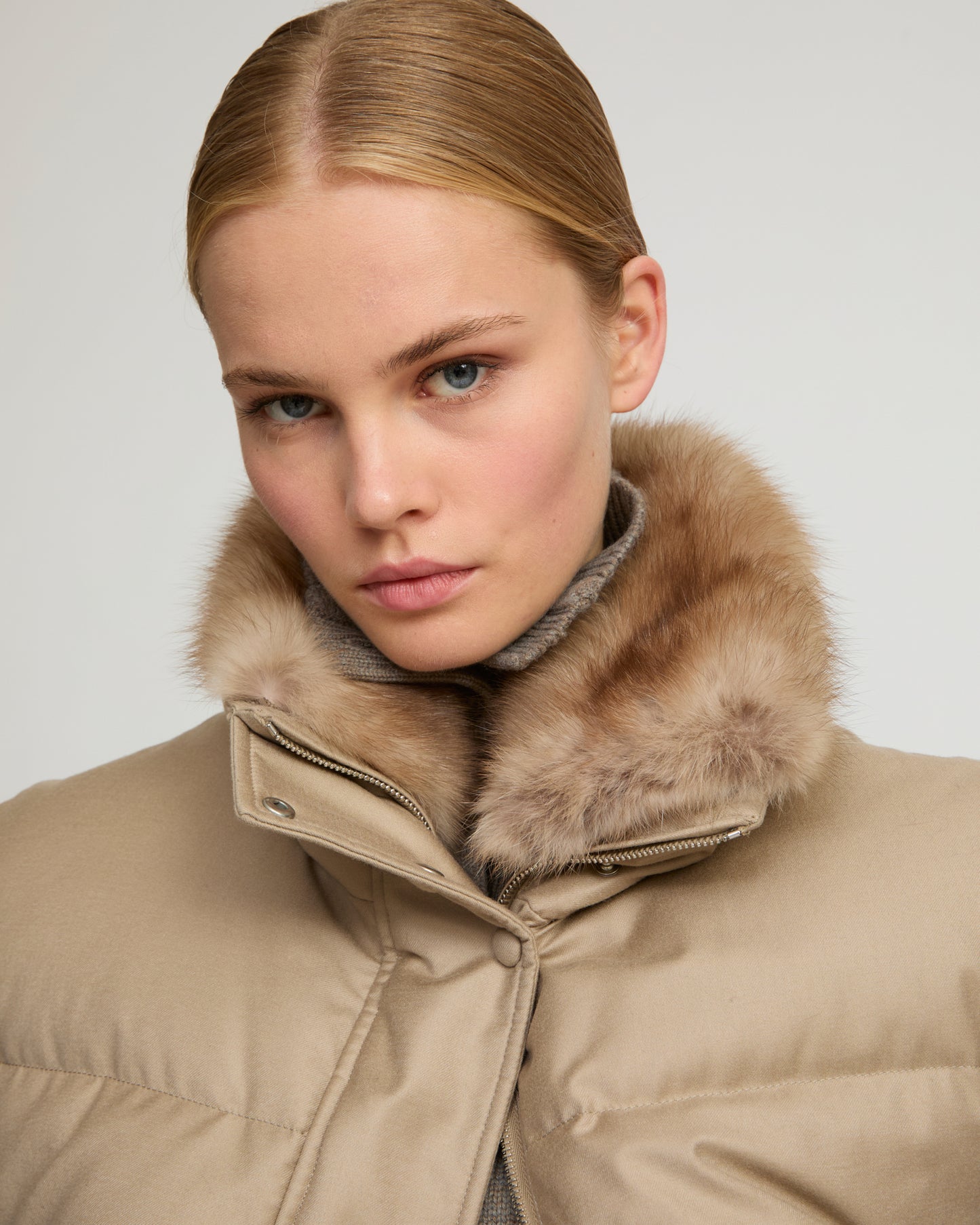 Gilet en flanelle avec col en fourrure de zibeline