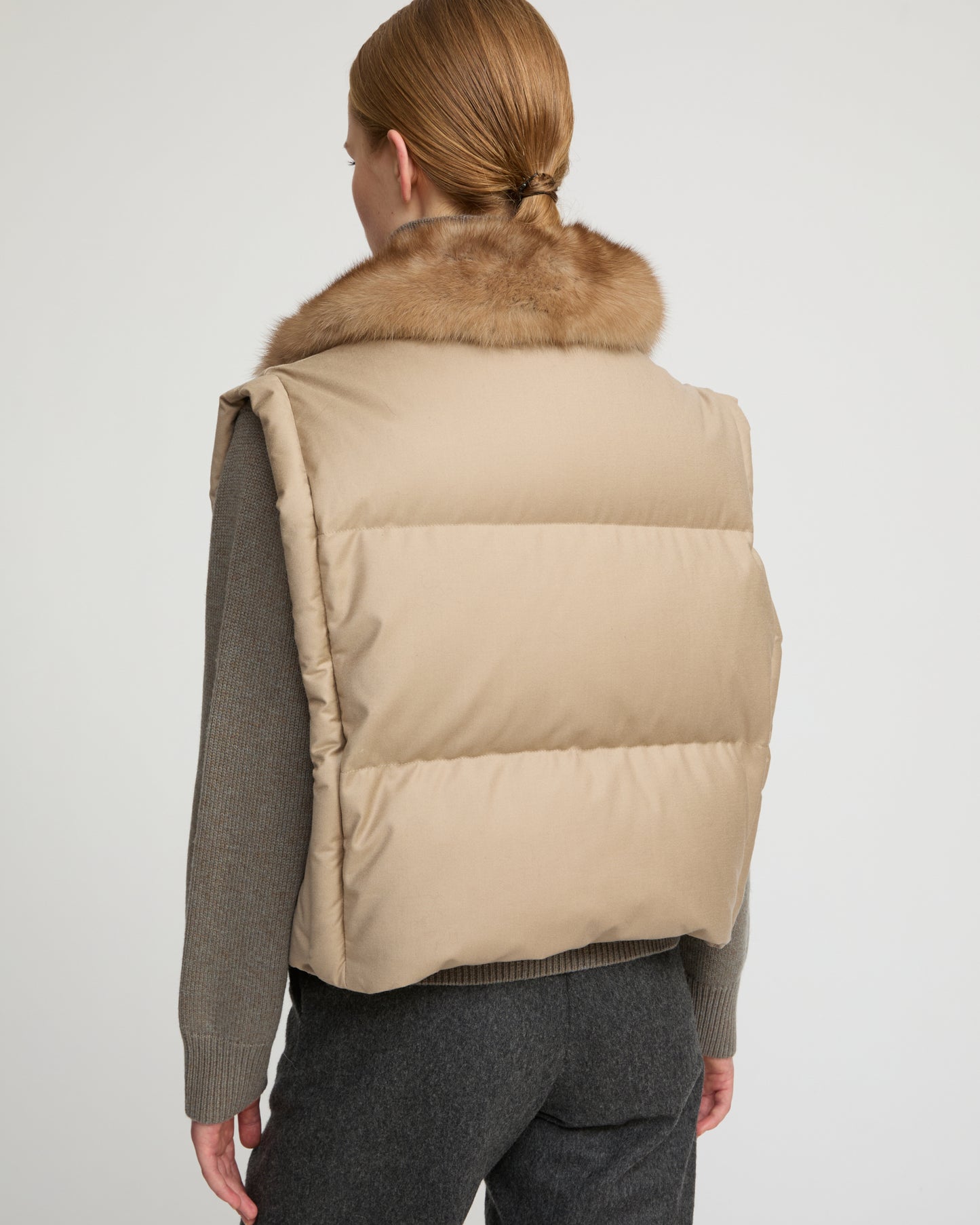 Gilet en flanelle avec col en fourrure de zibeline