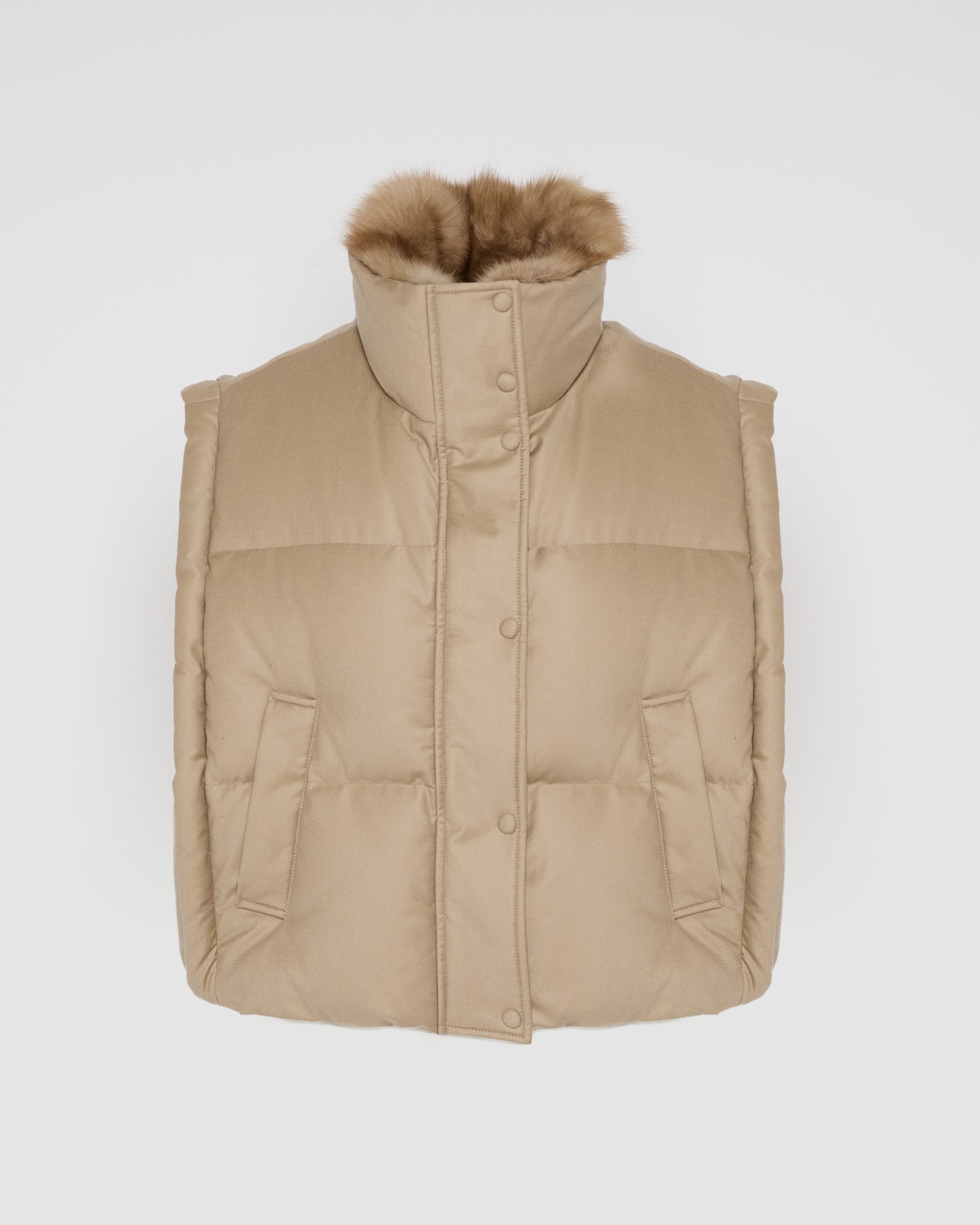 Gilet en flanelle avec col en fourrure de zibeline