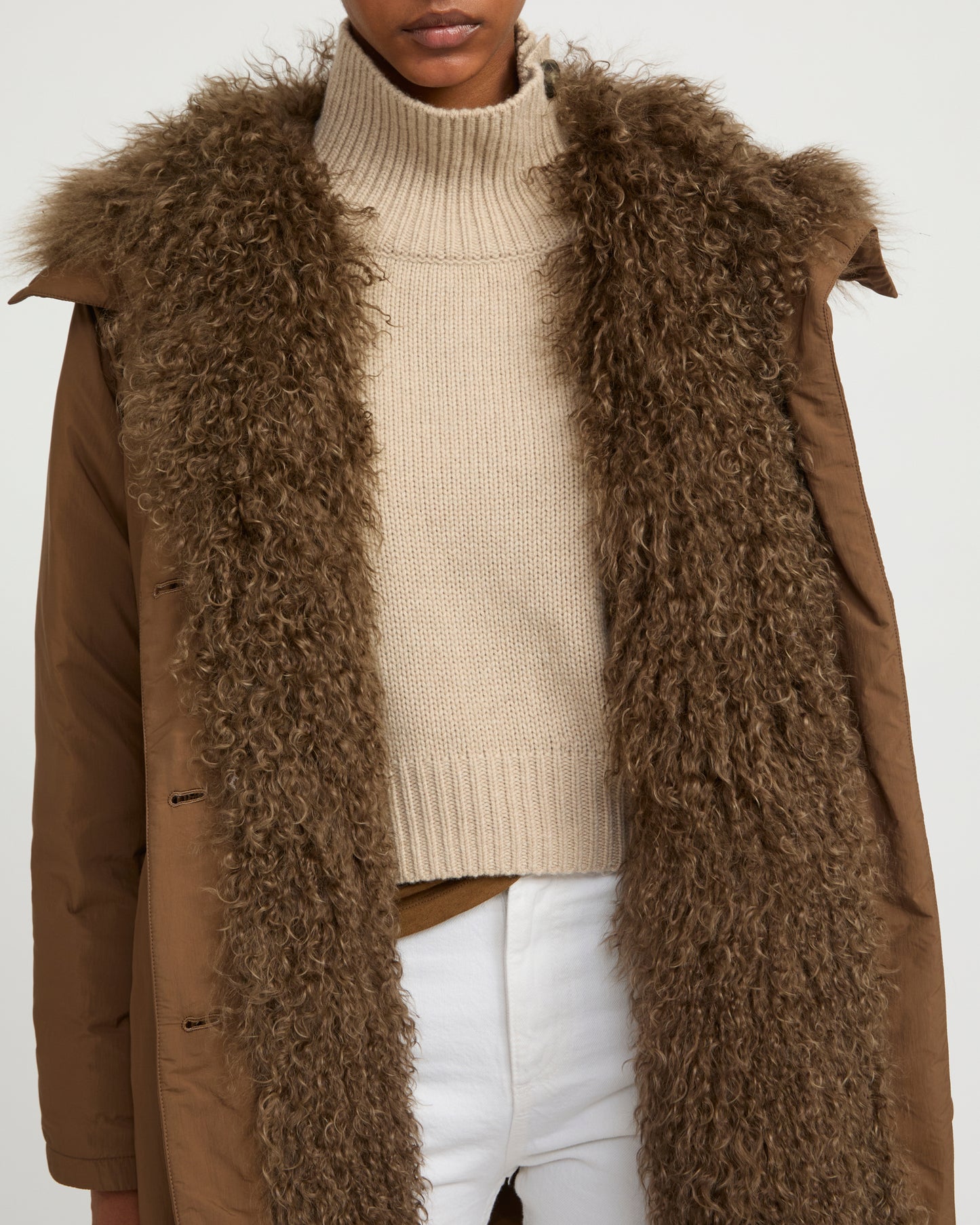Parka doudoune ultra light garniture agneau frisé -Yves Salomon