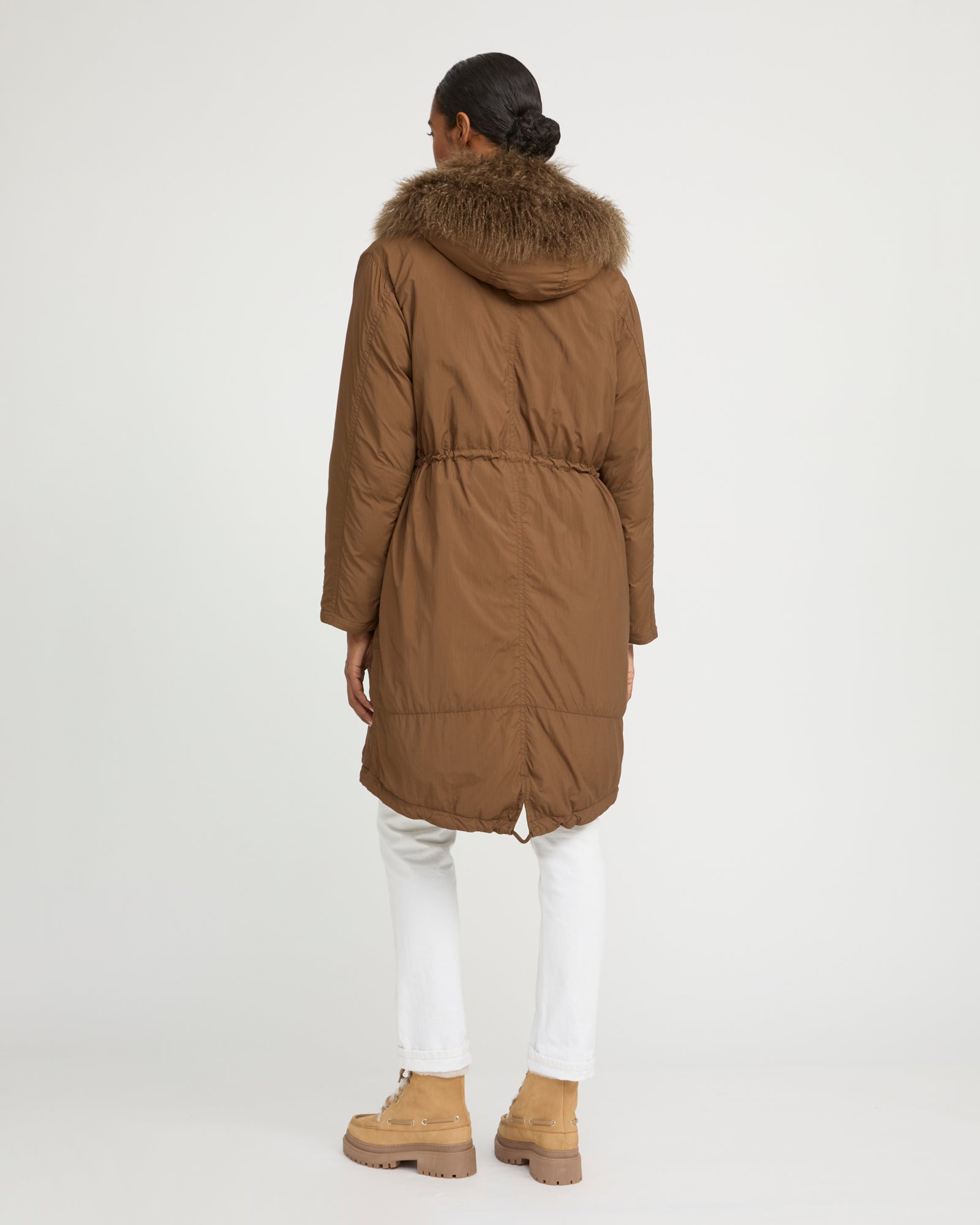 Parka doudoune ultra light garniture agneau frisé -Yves Salomon