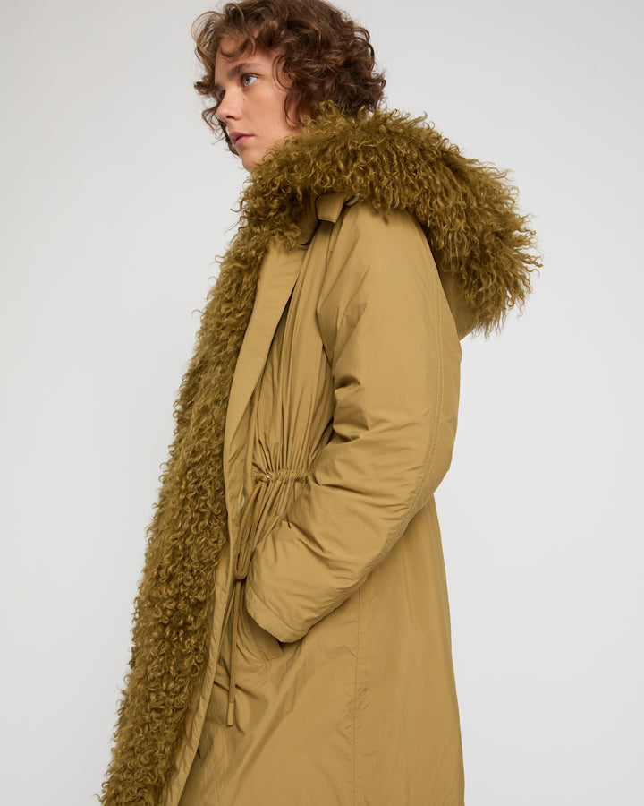 Parka doudoune ultra light garniture agneau frisé