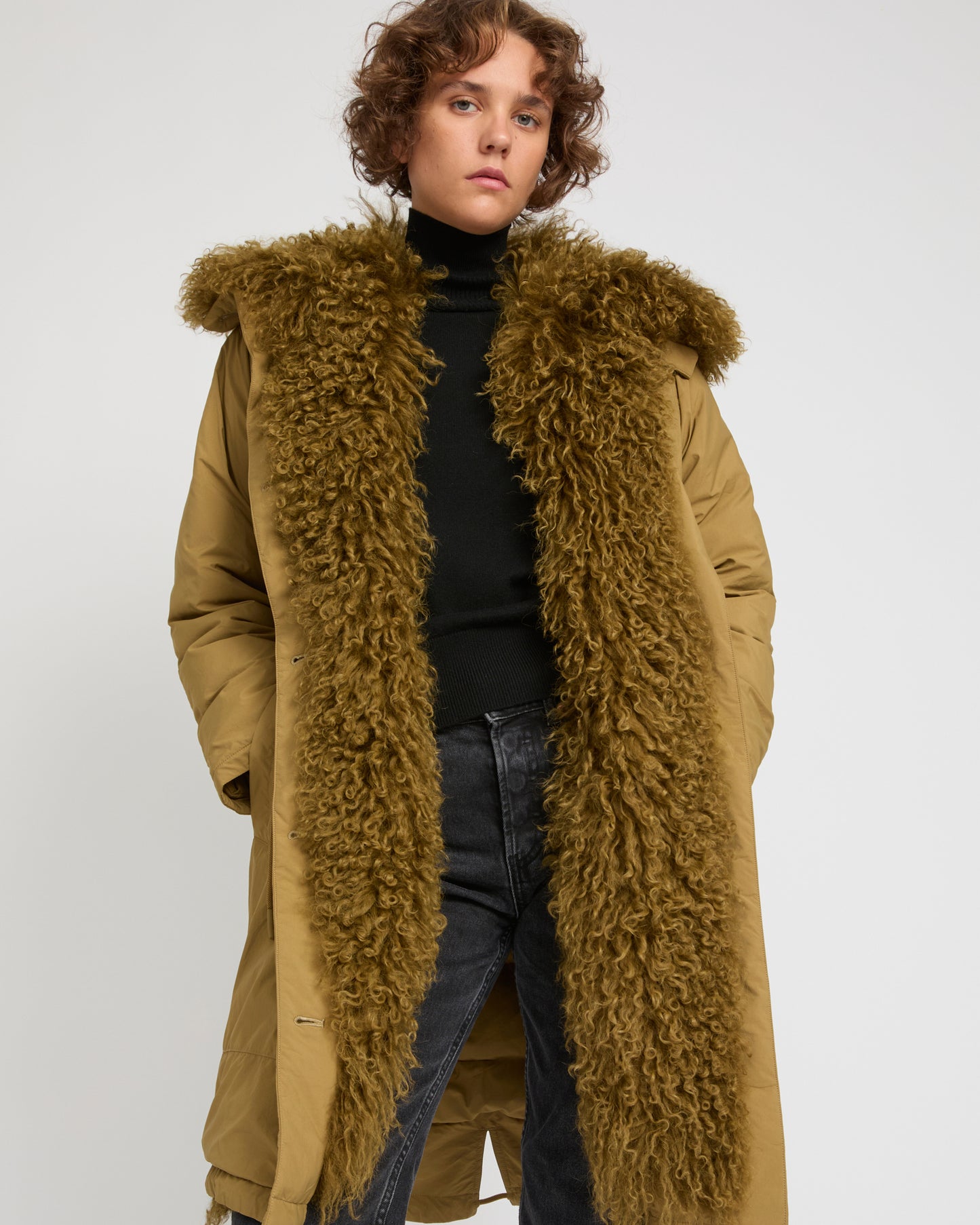 Parka doudoune ultra light garniture agneau frisé