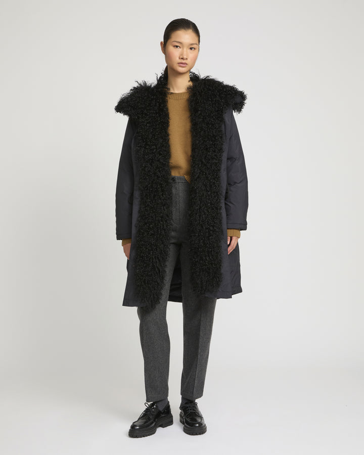 Parka doudoune ultra light garniture agneau frisé