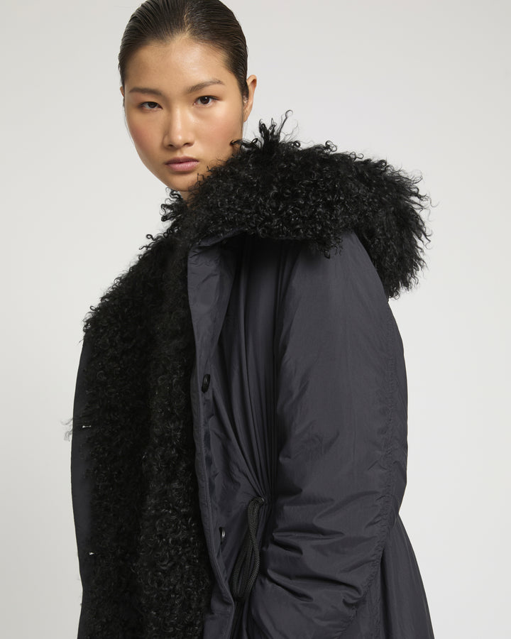 Parka doudoune ultra light garniture agneau frisé