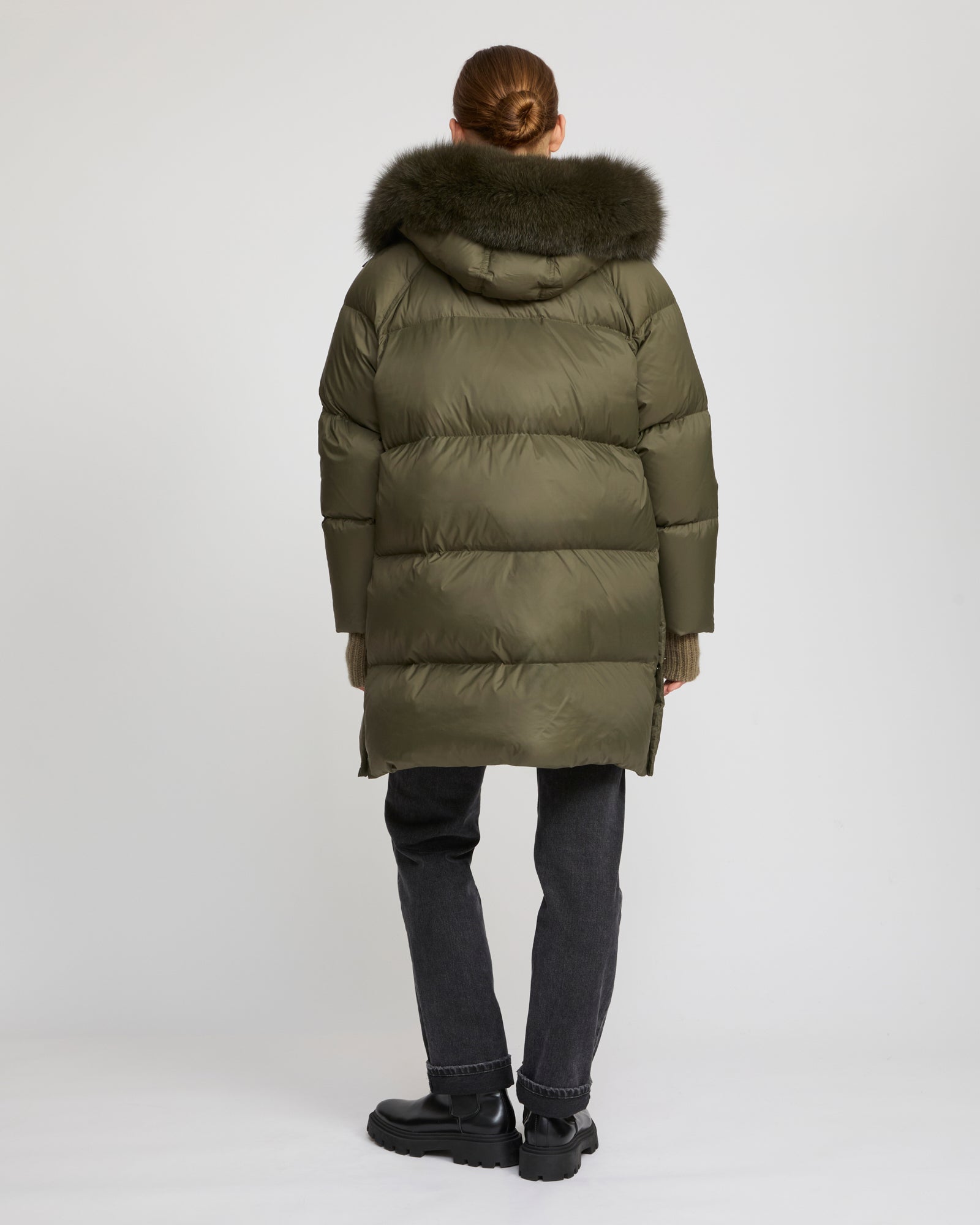 フォックスファー トリミング ダウンジャケット - Khaki - Yves Salomon
