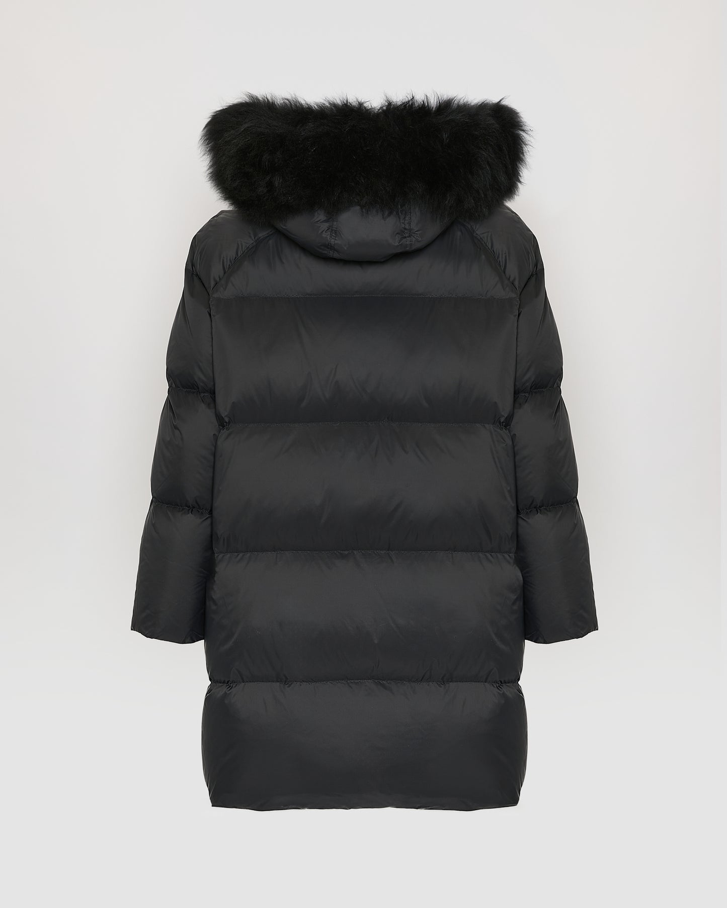 Doudoune longue manches raglan garniture agneau laine vaporeuse