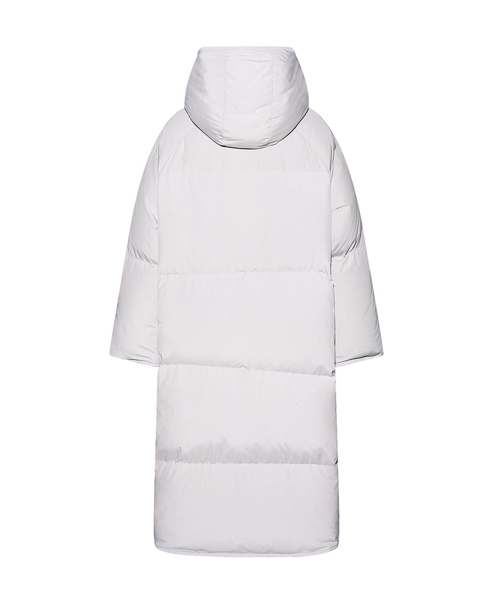 Long down jacket with Rex fur trim