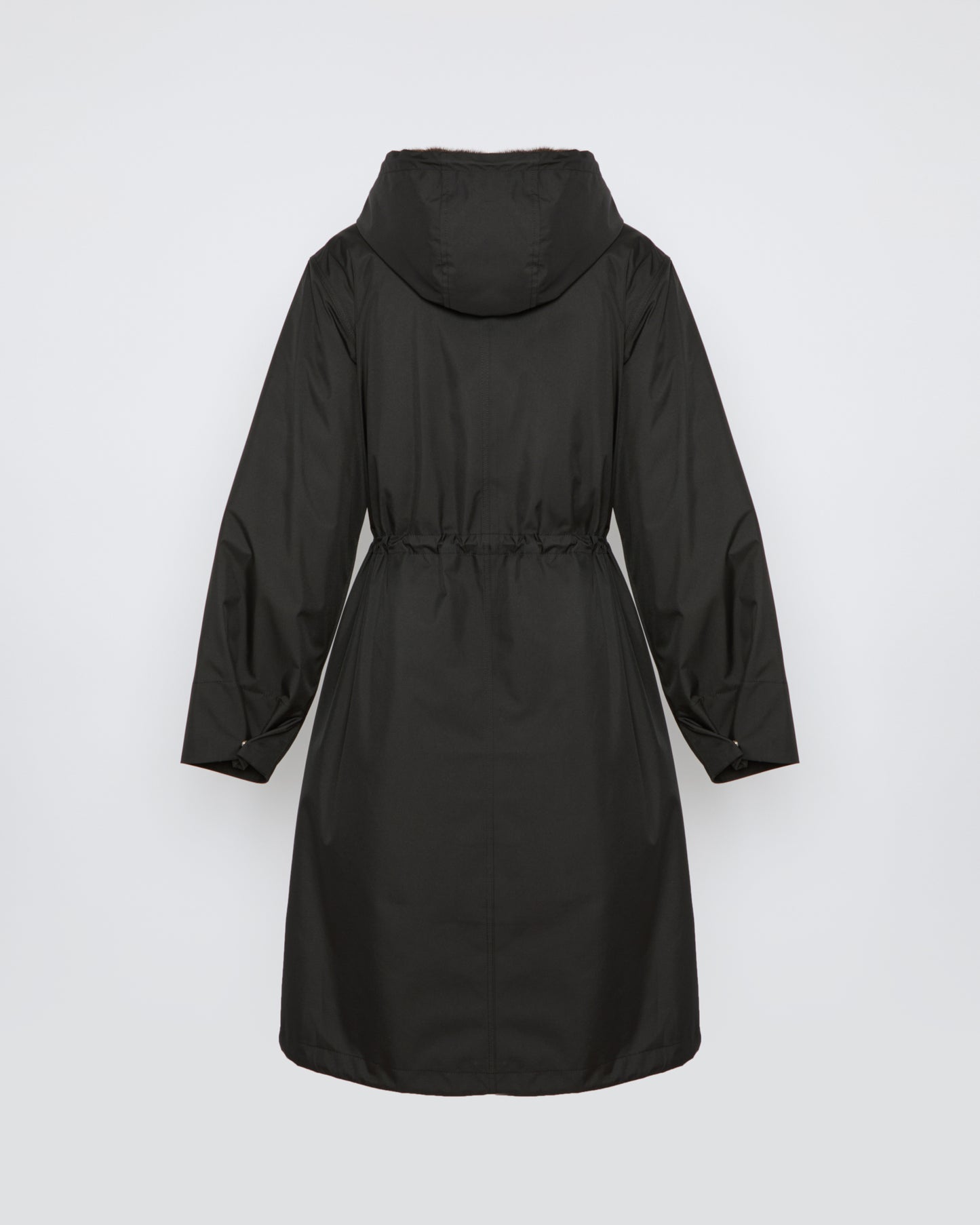 Long parka in technical fabric and mink
