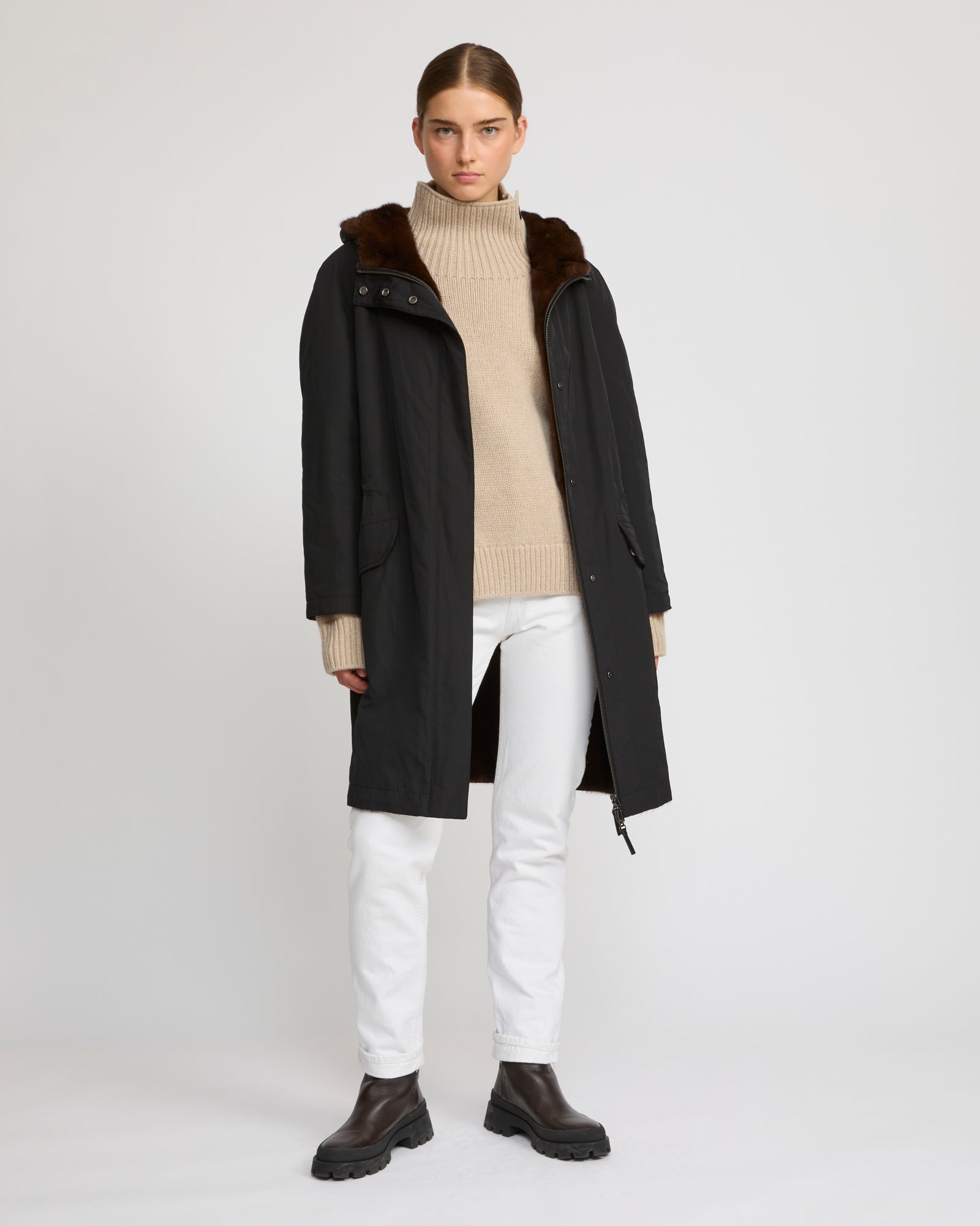 Parka réversible en tissu technique et vison -Yves Salomon