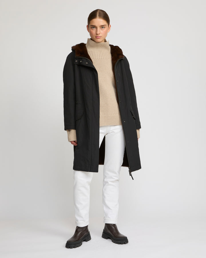 Parka réversible en tissu technique et vison -Yves Salomon