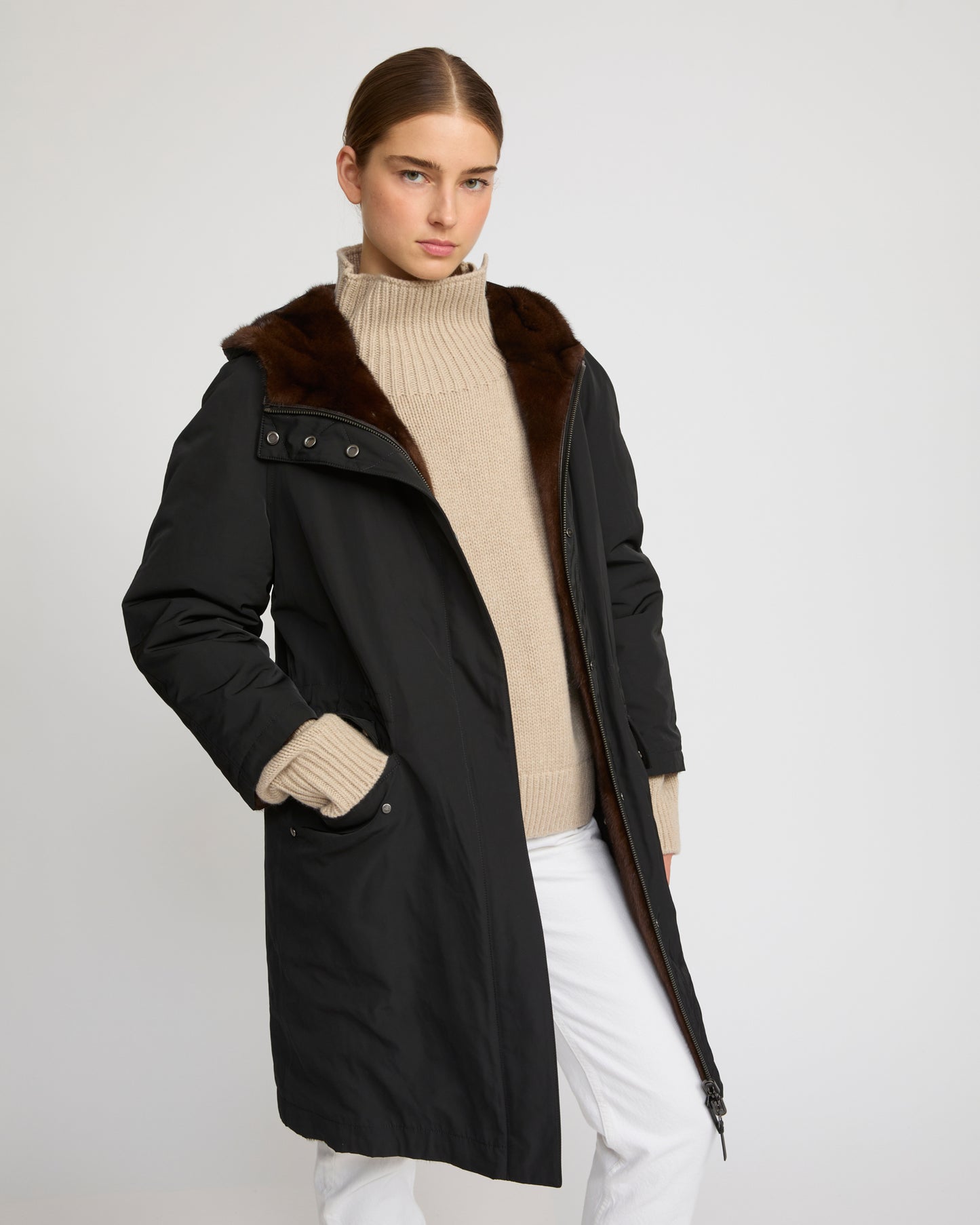Parka réversible en tissu technique et vison -Yves Salomon