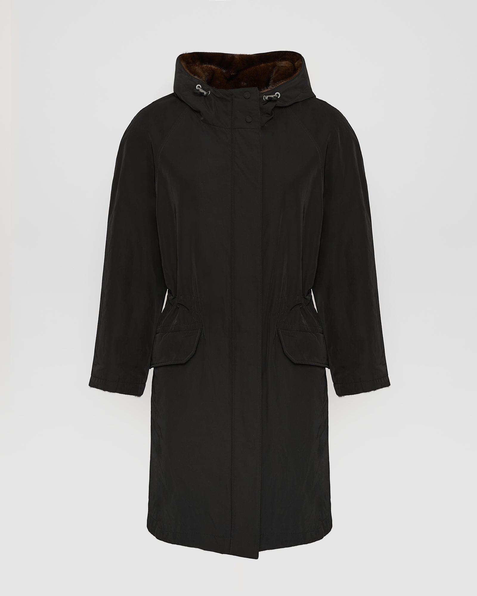 Reversible parka in technical fabric & mink - Black - Yves Salomon