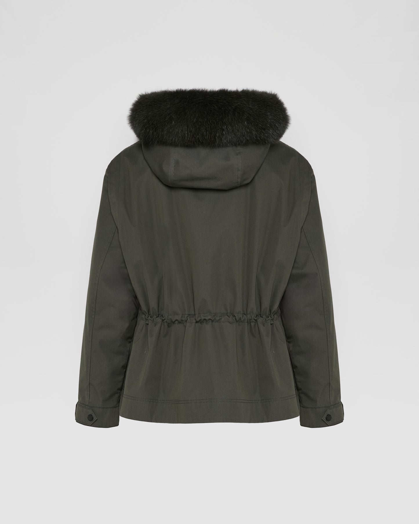 Parka courte en coton imperméable avec fourrure de renard et lapin