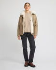 Parka courte en coton imperméable avec fourrure de renard et lapin