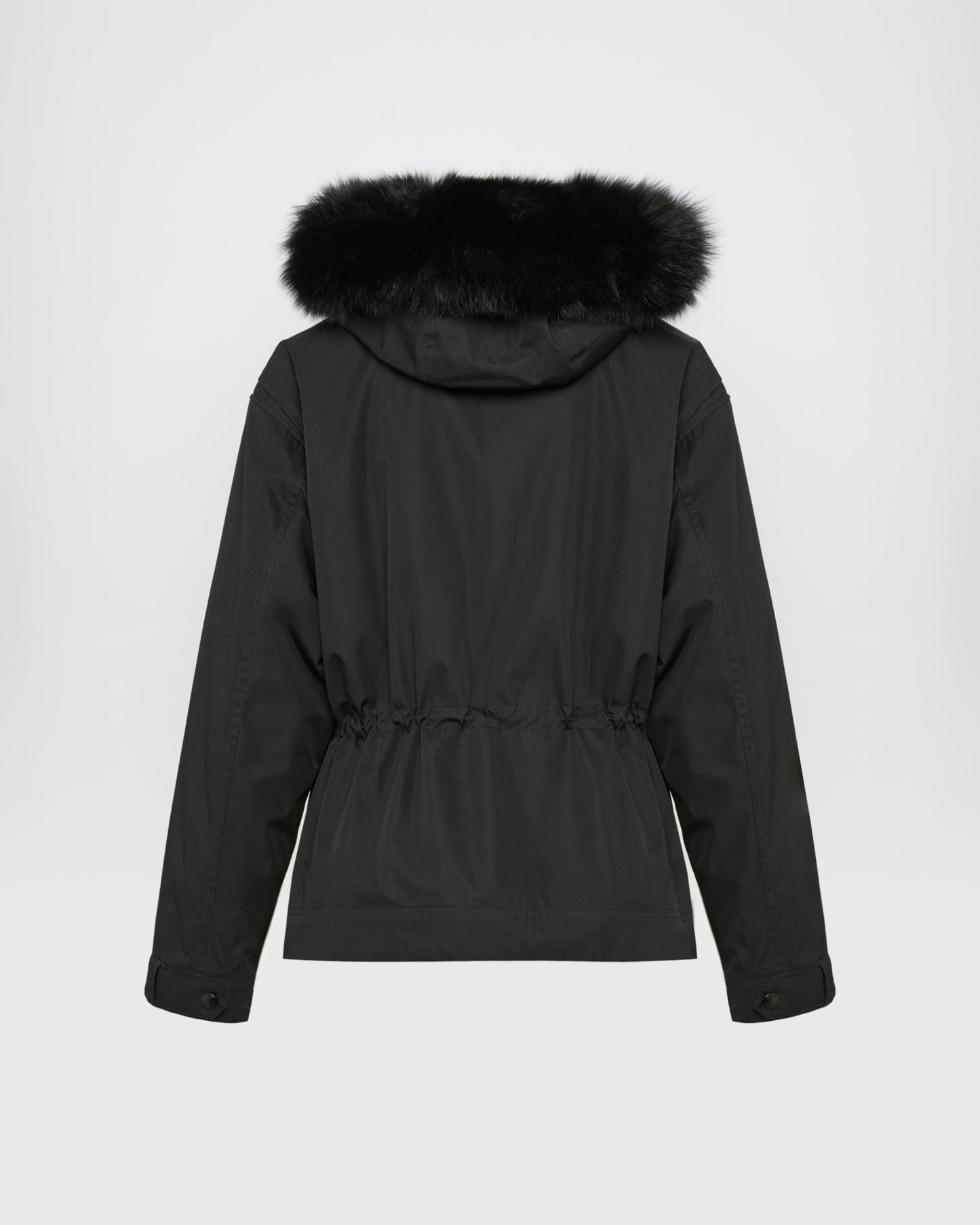 Parka courte en coton imperméable avec fourrure de renard et lapin