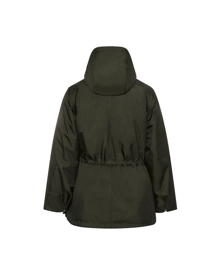 Technical fabric and shearling parka