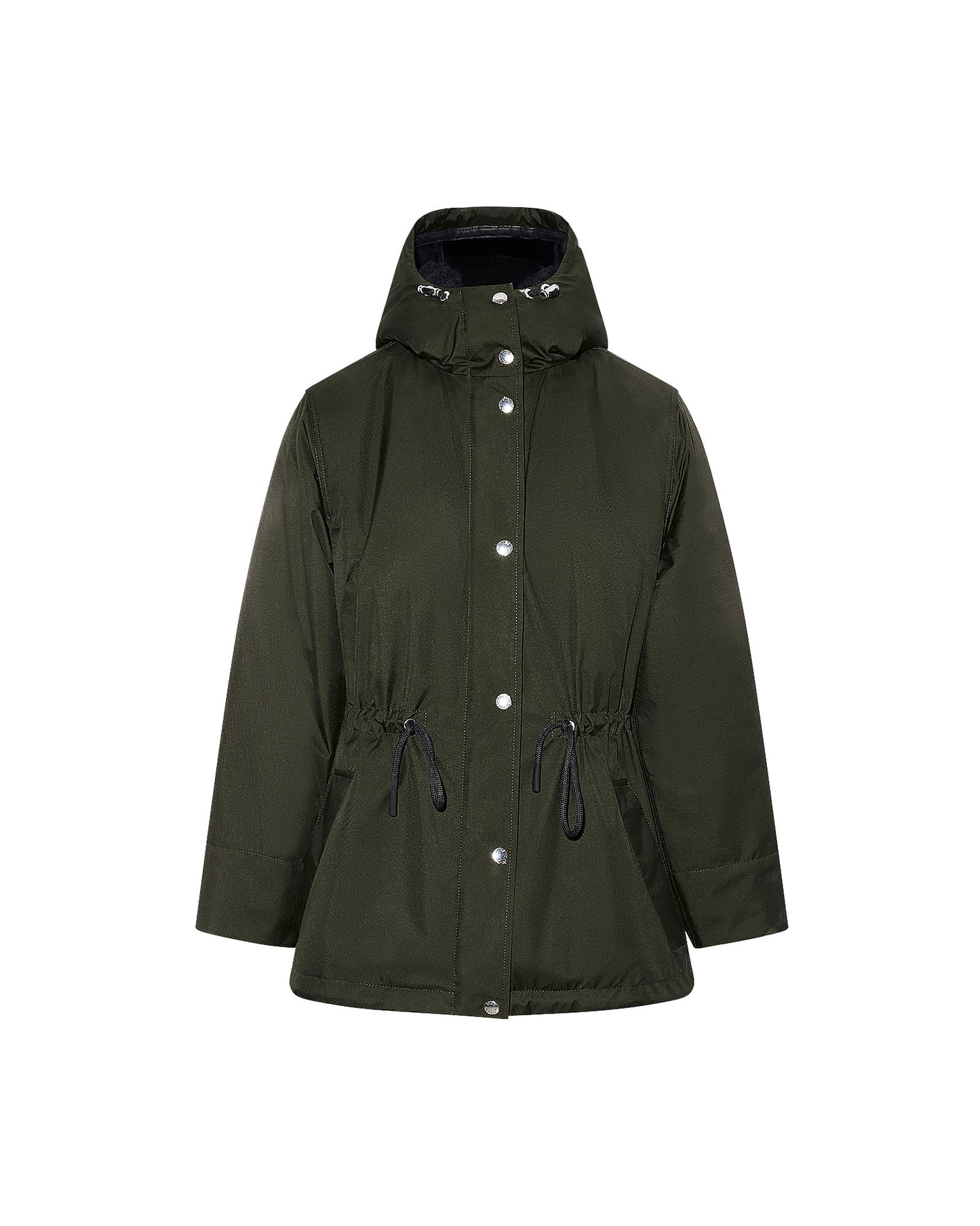 Parka en tissu technique et peau lainée
