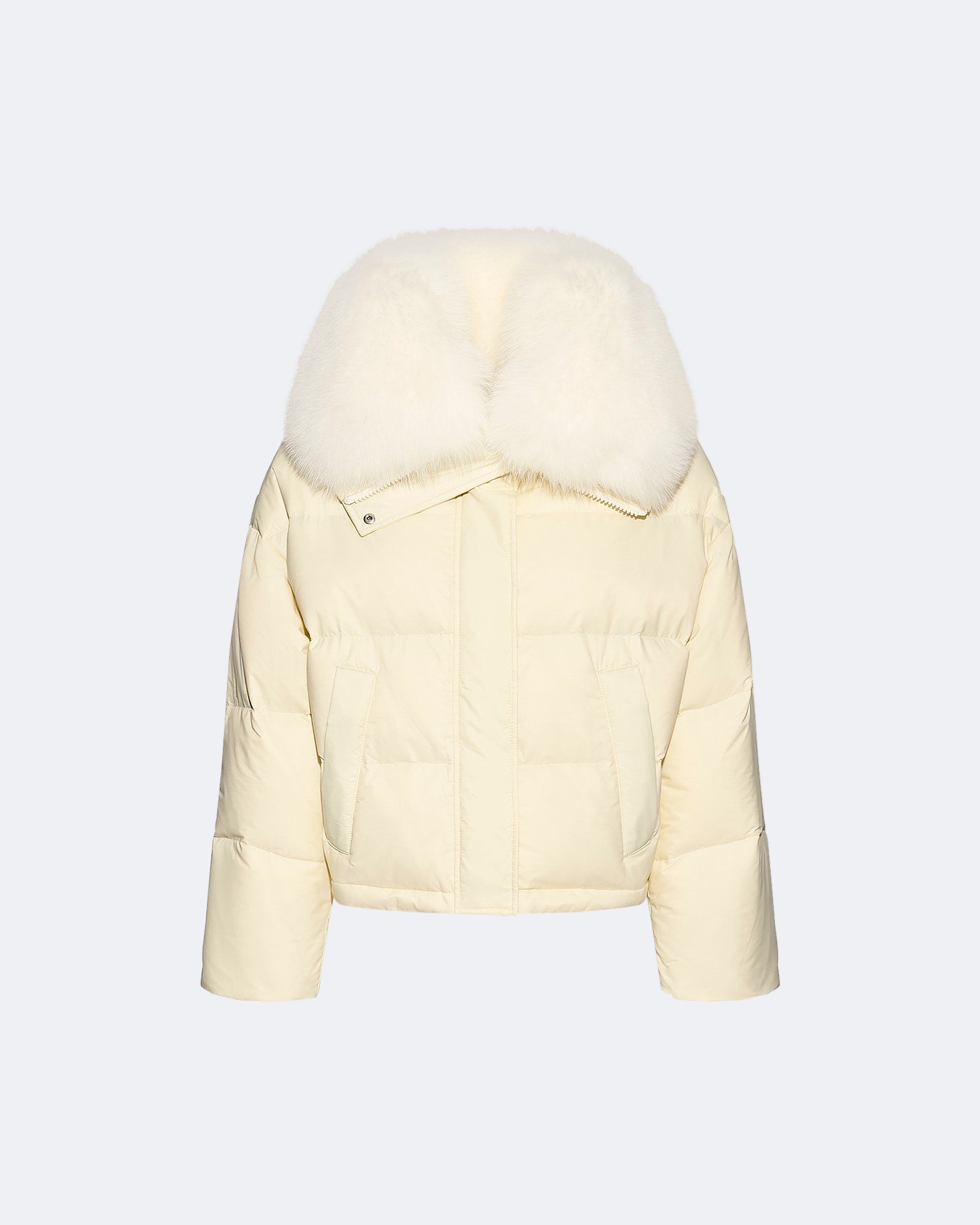 Short down jacket with fox trim - white - Yves Salomon