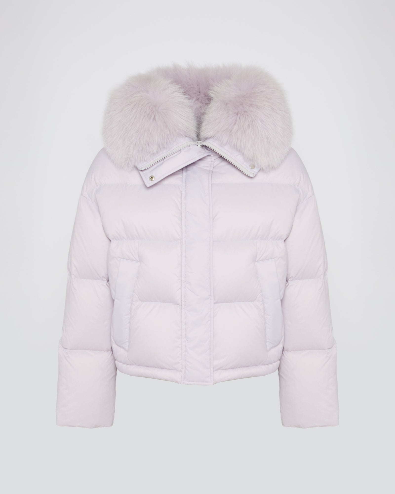 Short down jacket with fox trim - Burgundy - Yves Salomon