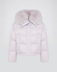 Short down jacket with fox trim