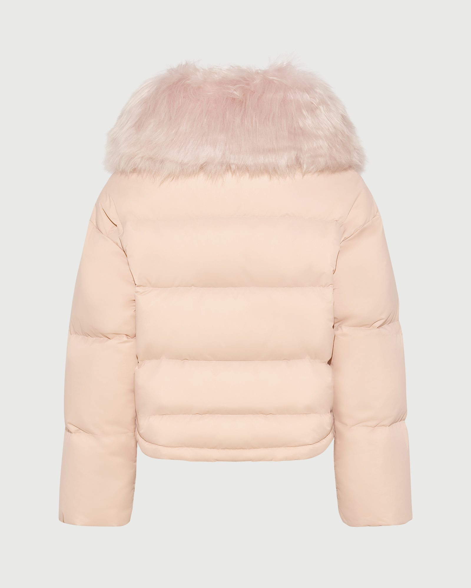 Doudoune courte en tissu technique imperméable avec col en agneau laine vaporeuse- Yves Salomon - Nouvelle collection Automne Hiver