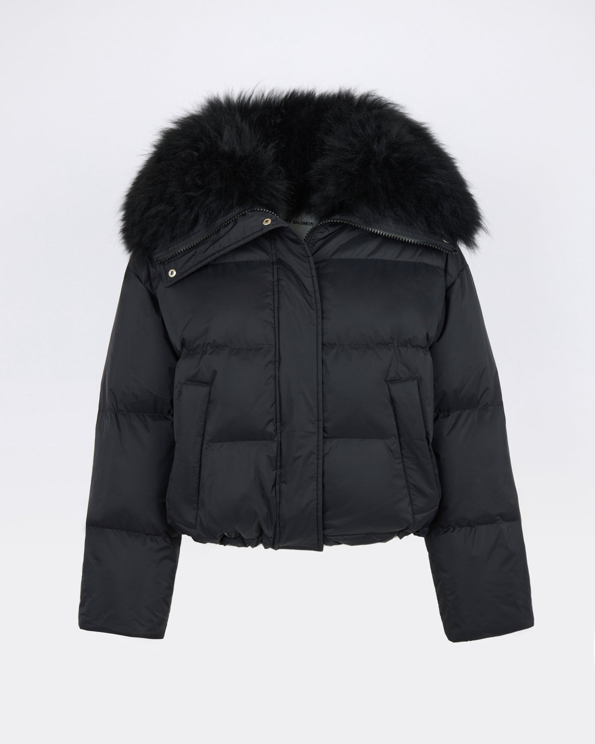 Doudoune courte en tissu technique imperméable avec col en agneau laine vaporeuse - Yves Salomon - Nouvelle collection Automne Hiver