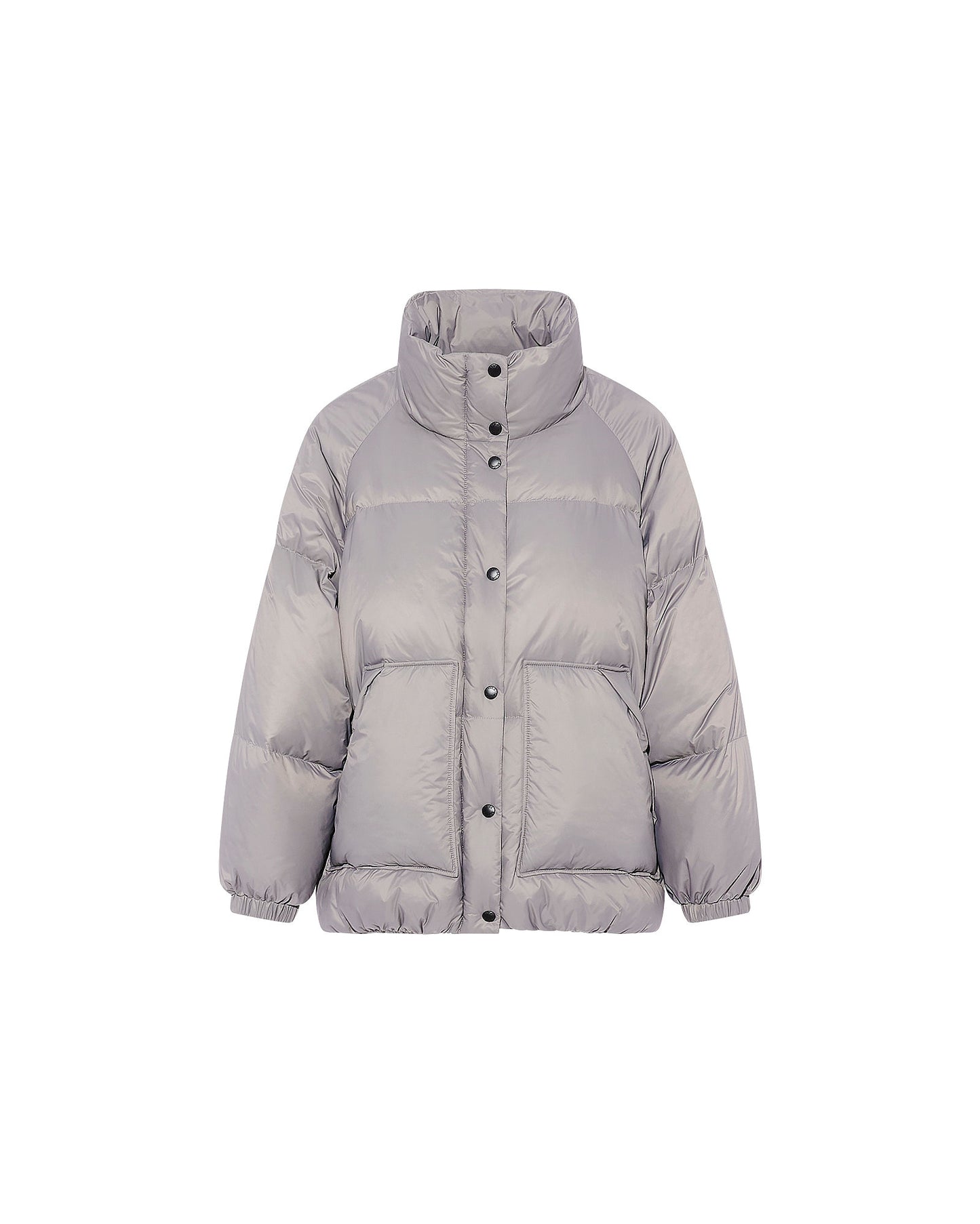 Short down jacket with shearling bib