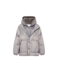 Short down jacket with shearling bib