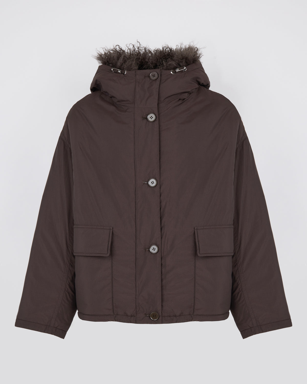 Doudoune courte ultra light avec agneau frisé - Yves Salomon - Nouvelle collection Automne Hiver