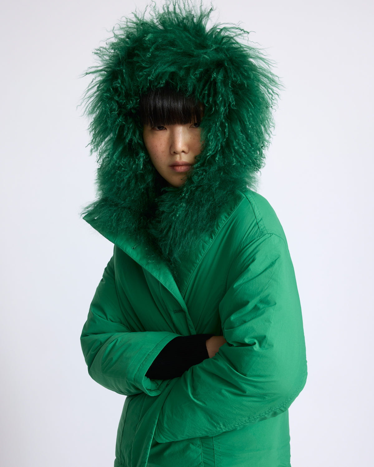 Doudoune courte ultra light avec agneau frisé - Yves Salomon - Nouvelle collection Automne Hiver