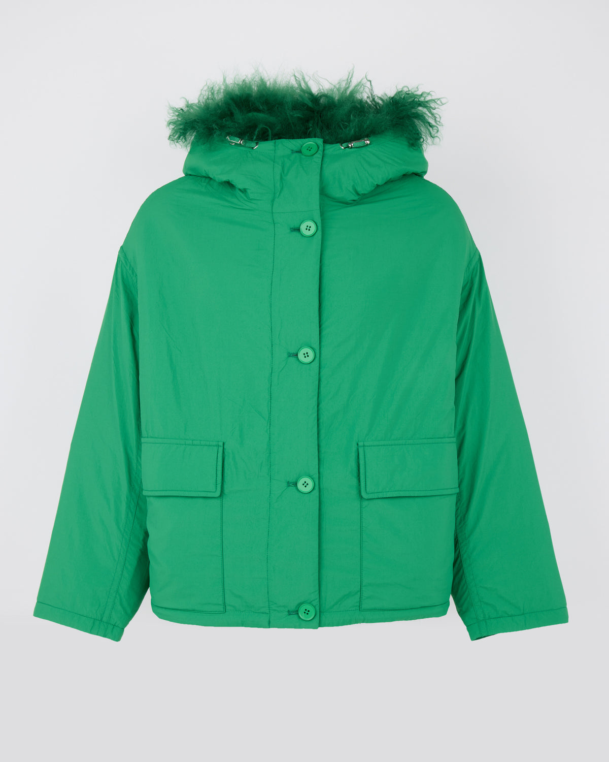 Doudoune courte ultra light avec agneau frisé - Yves Salomon - Nouvelle collection Automne Hiver