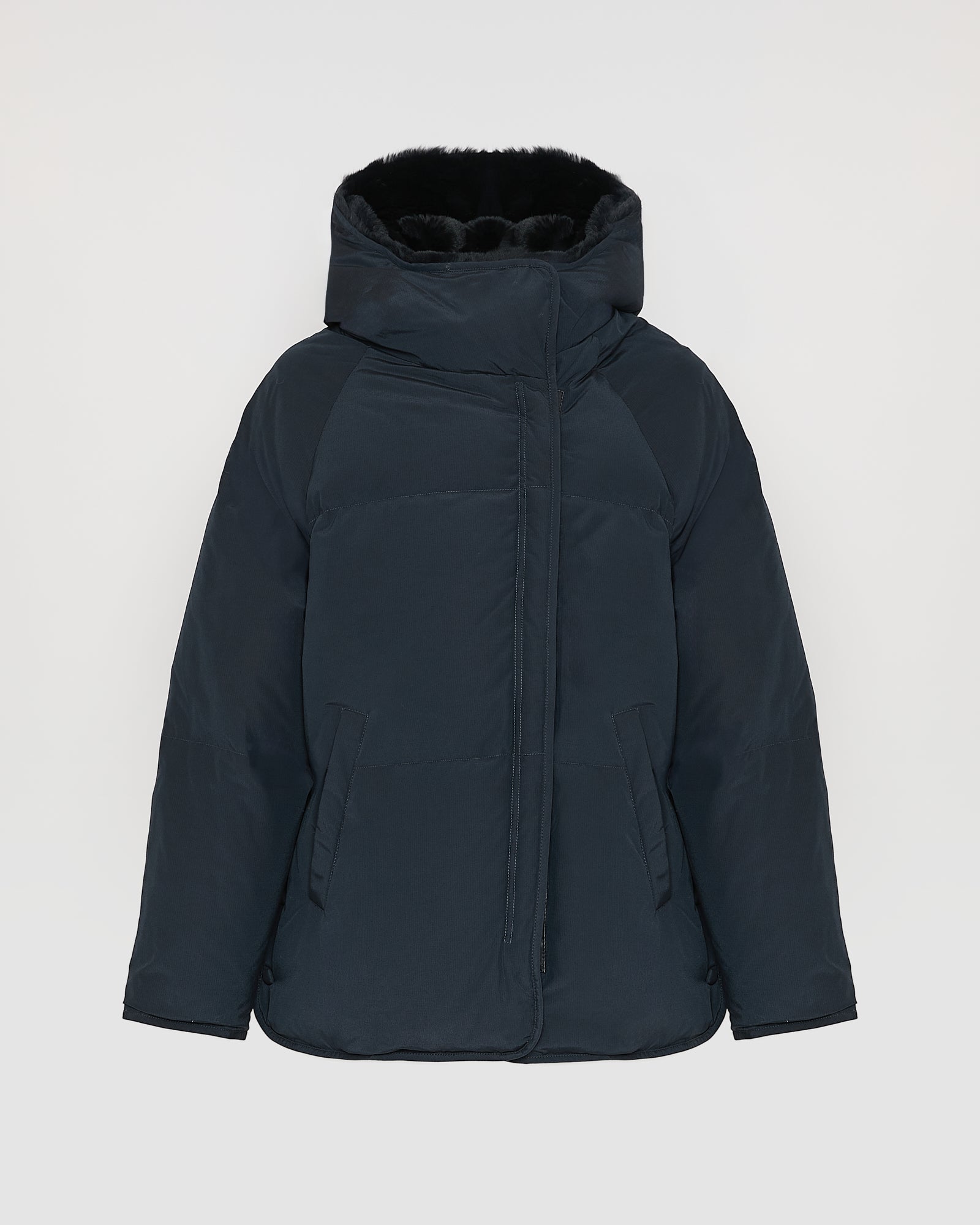 YVES SALOMON ブラックダウンジャケット タグ付き down jacket with fluffy collar - black - Yves Salomon – Yves