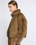 Veste en tissu technique déperlant réversible avec fourrure de vison