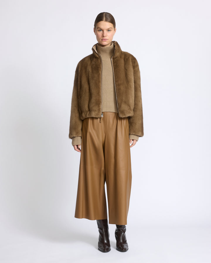 Veste en tissu technique déperlant réversible avec fourrure de vison - Yves Salomon - Nouvelle collection Automne Hiver