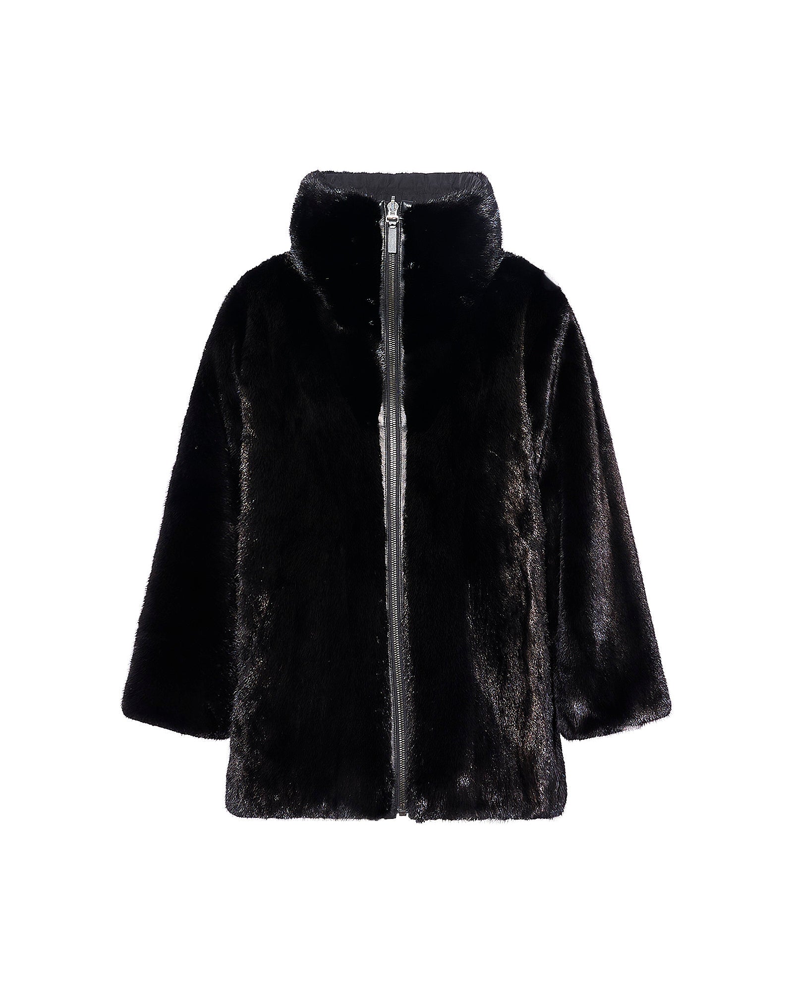Parka à col montant en tissu technique réversible fourrure de vison -Yves Salomon