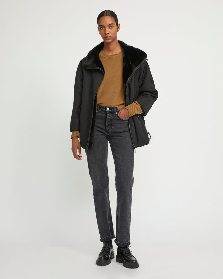 Parka à col montant en tissu technique réversible fourrure de vison -Yves Salomon