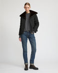 Reversible jacket in technical fabric and mink fur
