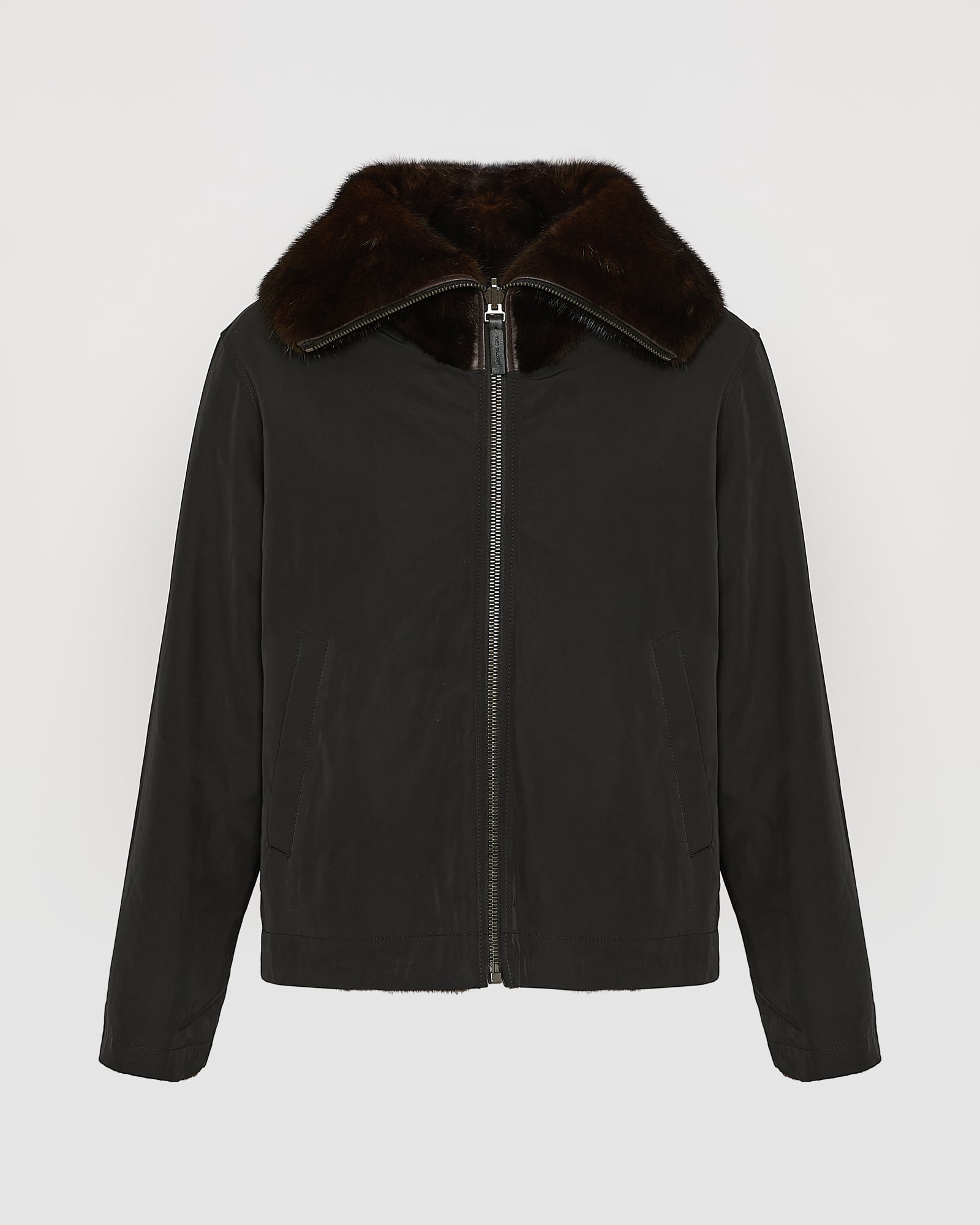 Reversible jacket in technical fabric & mink fur - Black - Yves