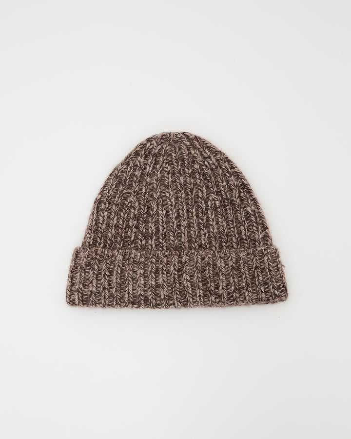 100% cashmere thick knit marl beanie