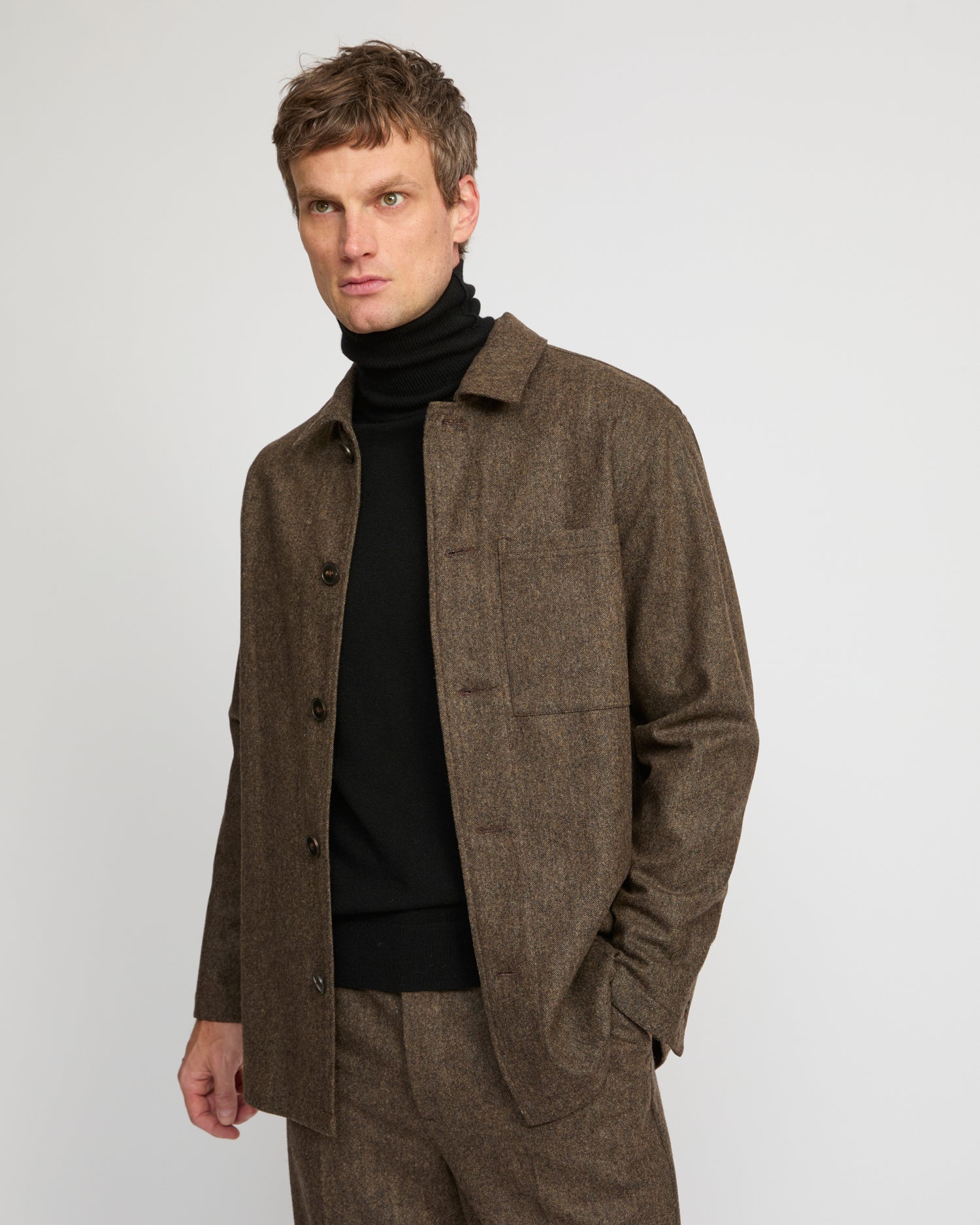 Soldes d'hiver  - Yves Salomon -Surchemise en tweed laine et cachemire