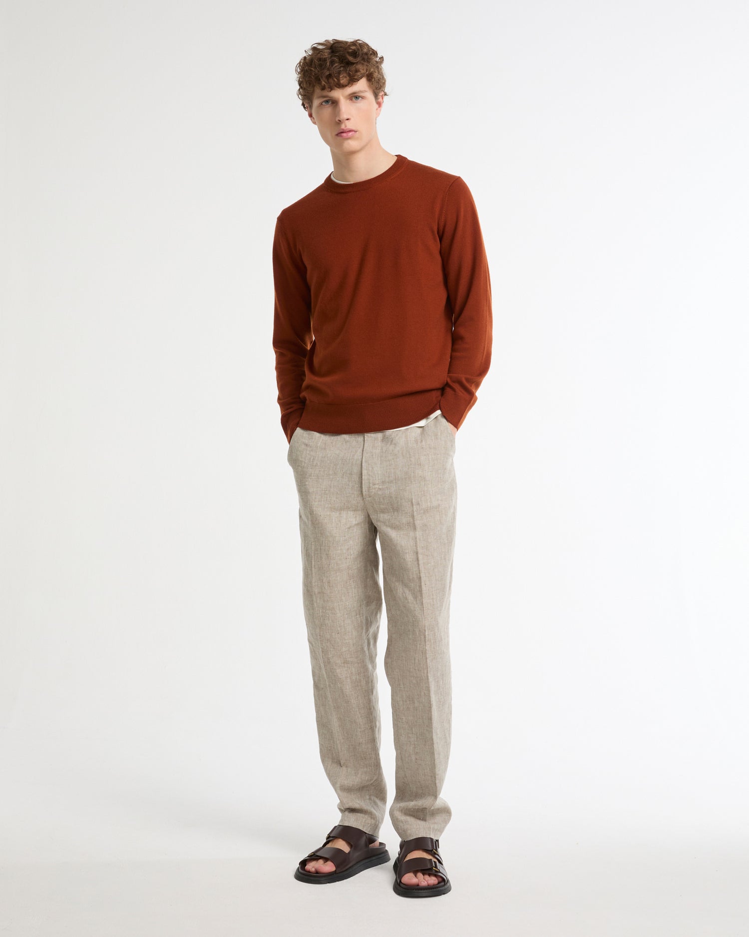 Pull encolure ronde en maille 100% laine merinos -Yves salomon - Nouvelle collection Printemps Été